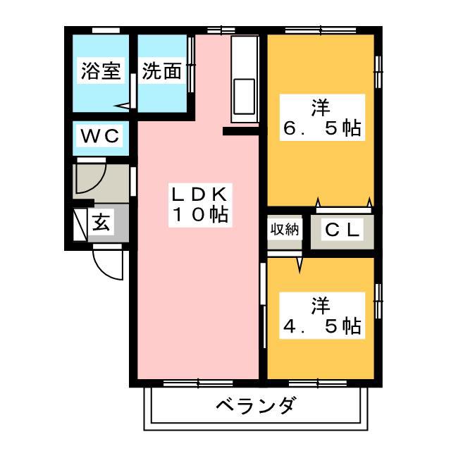 エントピアB(2LDK/1階)の間取り写真