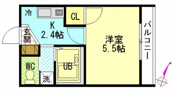 アクト21(1K/2階)の間取り写真