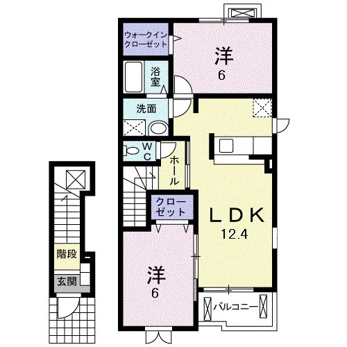 ベル・アルカンシェルA(2LDK/2階)の間取り写真