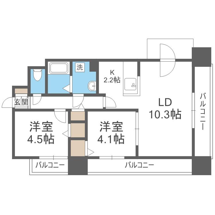 レジディア札幌駅前(2LDK/8階)の間取り写真