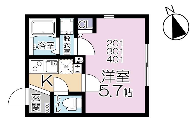 LIFE TOWN YOTSUGI(1K/4階)の間取り写真