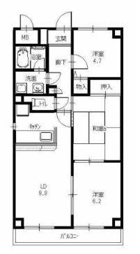 メゾンド-ル荒牧(3LDK/2階)の間取り写真