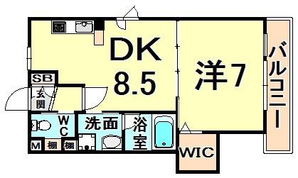 LIVRE COLLINE(1DK/3階)の間取り写真