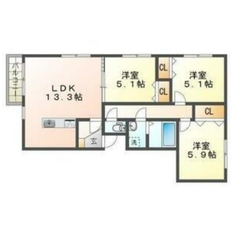 コンフォミア明日風(3LDK/2階)の間取り写真