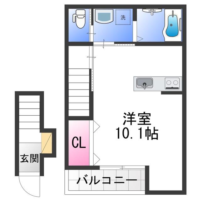 WELL-BEING和泉大宮(ワンルーム/2階)の間取り写真