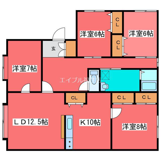 EIE月寒東(4LDK/3階)の間取り写真