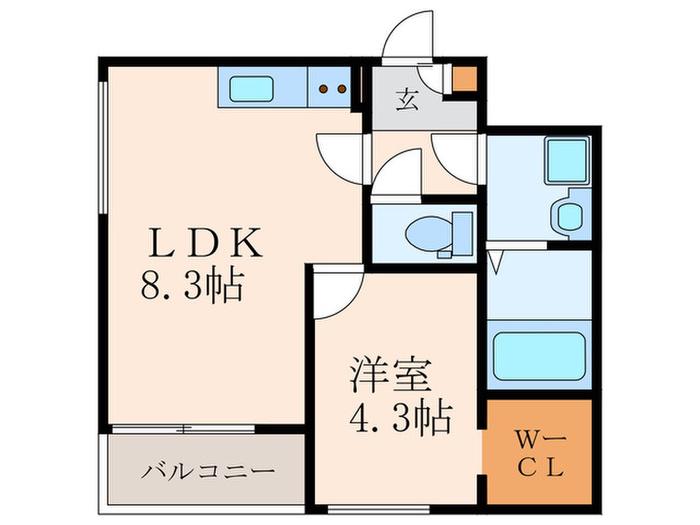 クレシア清納(1LDK/1階)の間取り写真
