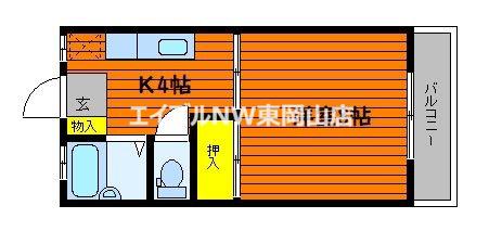 中須賀コーポIII(1K/2階)の間取り写真