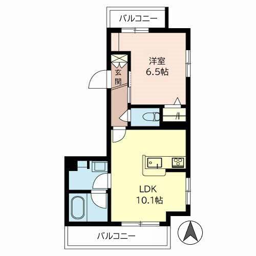 SHAMAISON武庫之荘南(1LDK/2階)の間取り写真