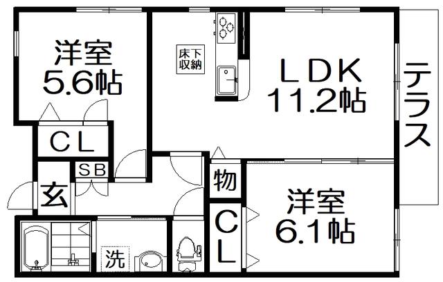 MELUメゾン(2LDK/1階)の間取り写真
