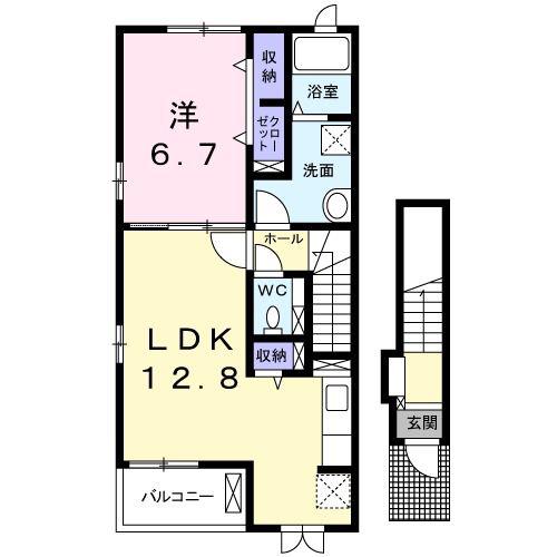 ヴィラ.ローズ シャロン(1LDK/2階)の間取り写真