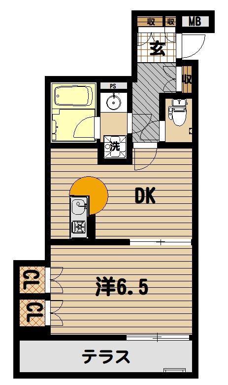 エスコートノヴェル白金高輪(1DK/1階)の間取り写真