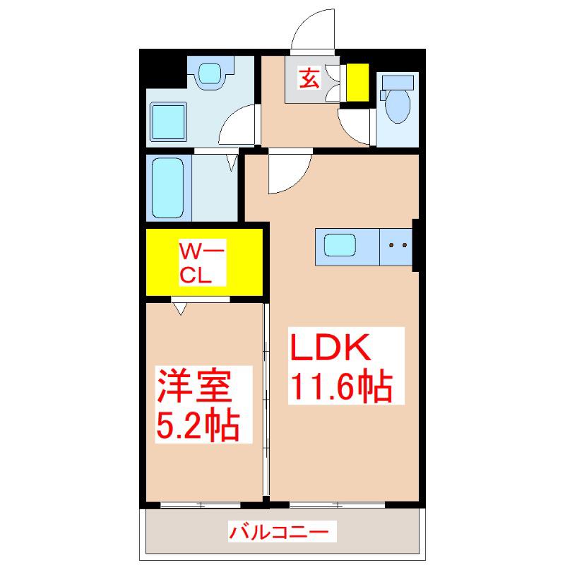 フェアグレイス(1LDK/3階)の間取り写真