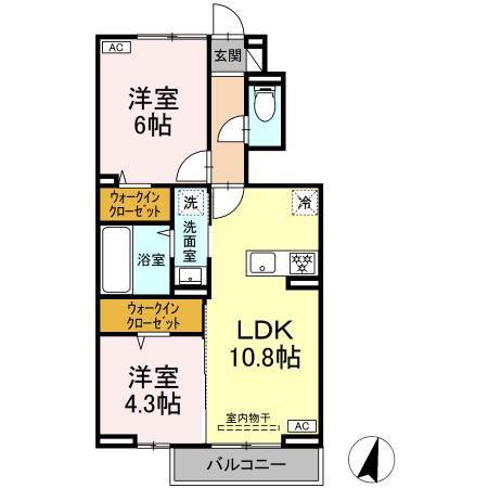 リバーサイド南陽(2LDK/1階)の間取り写真