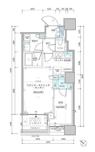 パークタワー勝どきサウス(1LDK/5階)の間取り写真