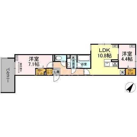 セレスティア東尾久II(2LDK/2階)の間取り写真