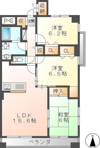 フロイデ一宮(3LDK/8階)の間取り写真