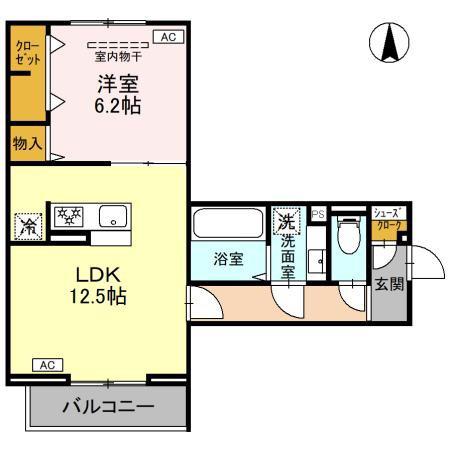 LITHOS GARDEN A(1LDK/3階)の間取り写真