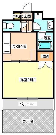 キャッスル水前寺(1DK/1階)の間取り写真