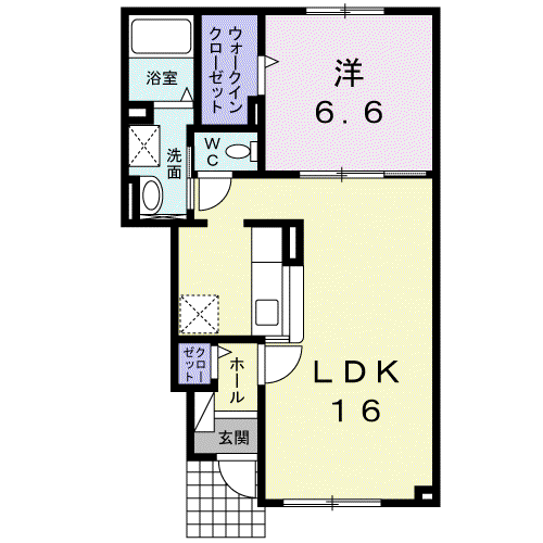 北信濃スカイハイツⅡ(1LDK/1階)の間取り写真