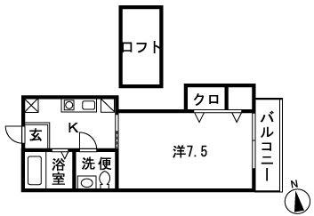 グランディール(1K/2階)の間取り写真