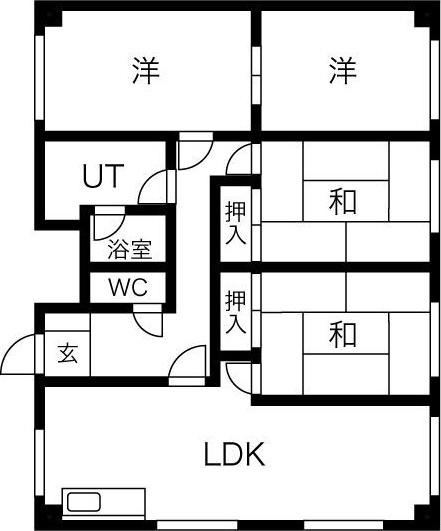 ローヤルハイツ南29条(4LDK/1階)の間取り写真