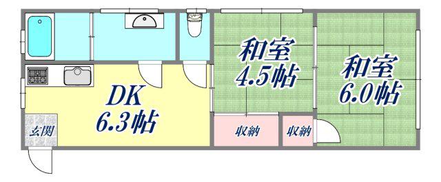 光南ハイツ(2DK/3階)の間取り写真