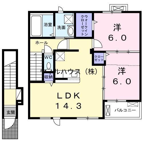 プログレス2(2LDK/2階)の間取り写真