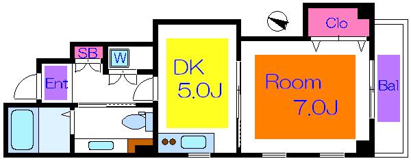 アヴァンセ西新井(1DK/2階)の間取り写真