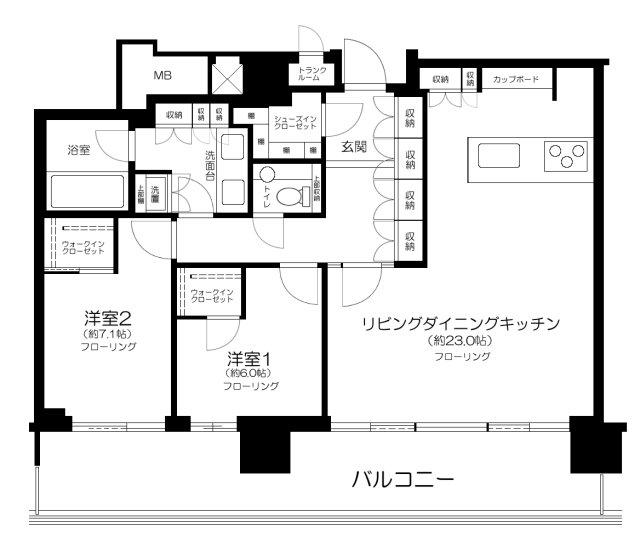 パークコート浜離宮ザタワー(2LDK/35階)の間取り写真