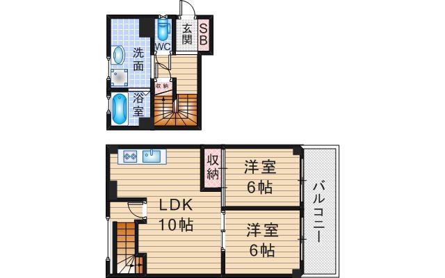 刀根山ガーデンハイツ(2LDK/1階)の間取り写真