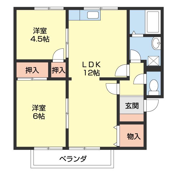 セジュールアキバ(2LDK/1階)の間取り写真