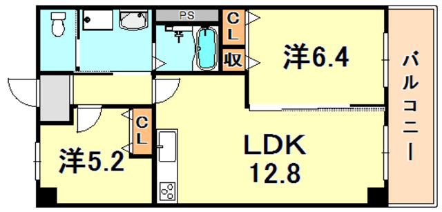 アメニティコート明舞(2LDK/2階)の間取り写真