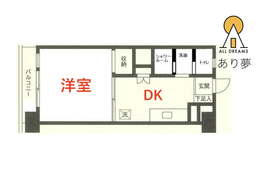 ライオンズマンション千歳(1DK/9階)の間取り写真
