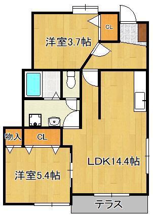 グランドステージI(2LDK/1階)の間取り写真