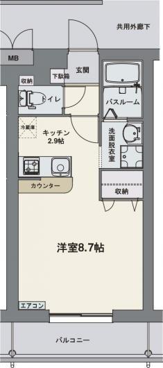 エムセレーノ(ワンルーム/2階)の間取り写真