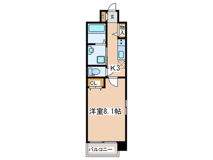 フィオーレミナト(1K/3階)の間取り写真