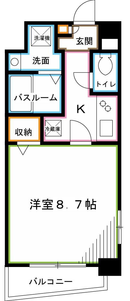 グリーンアベニュー阿佐谷(1K/1階)の間取り写真