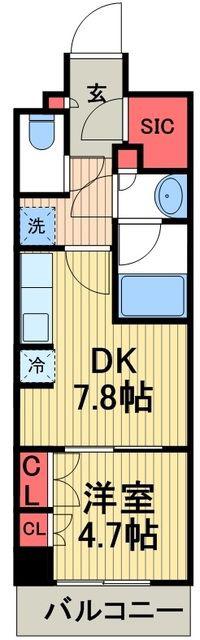 パークアクシス豊洲キャナル(1DK/12階)の間取り写真