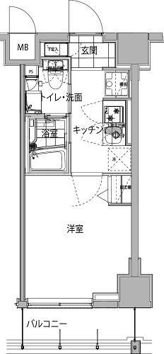 ハーモニーレジデンス品川ウエスト002(1K/7階)の間取り写真