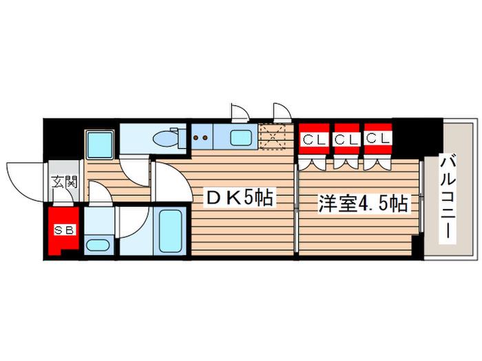 BRILLIA IST 両国(1DK/7階)の間取り写真