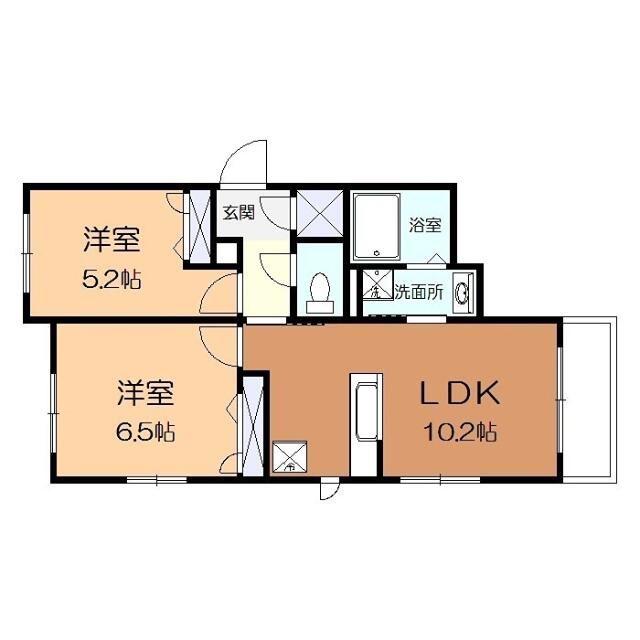 サニーフラットT(2LDK/1階)の間取り写真