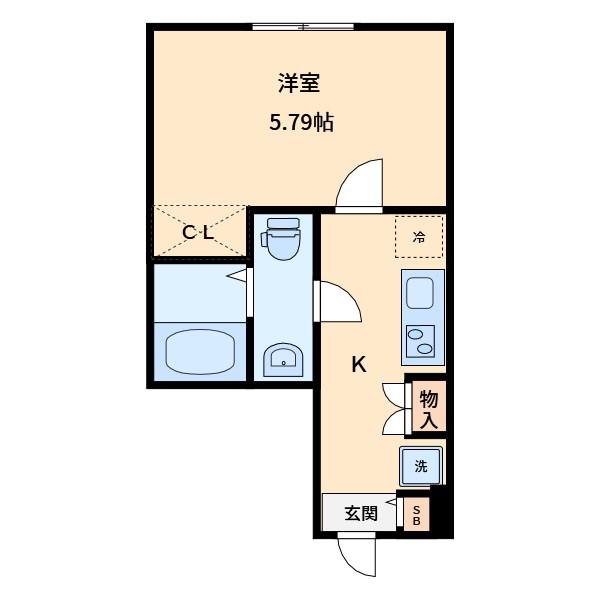 カインドネス蕨III(1K/1階)の間取り写真