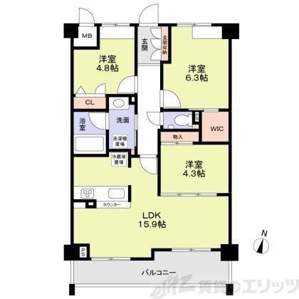 アンビエラ桃山台(3LDK/4階)の間取り写真
