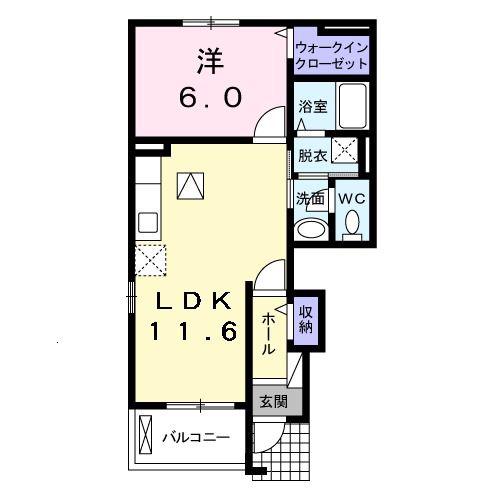 アンジェールB(1LDK/1階)の間取り写真