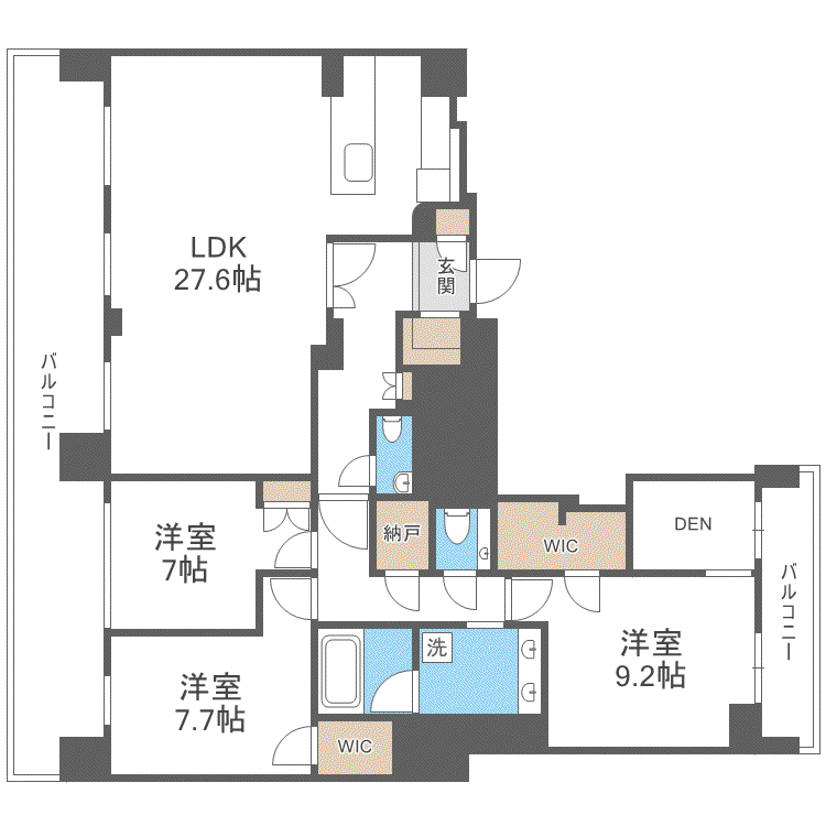 ブランズ円山裏参道レジデンス(3LDK/6階)の間取り写真