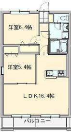 コンフォートブル(2LDK/3階)の間取り写真