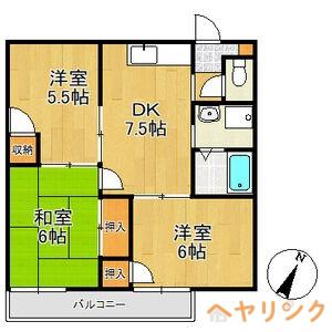 ハミング春日(3DK/2階)の間取り写真