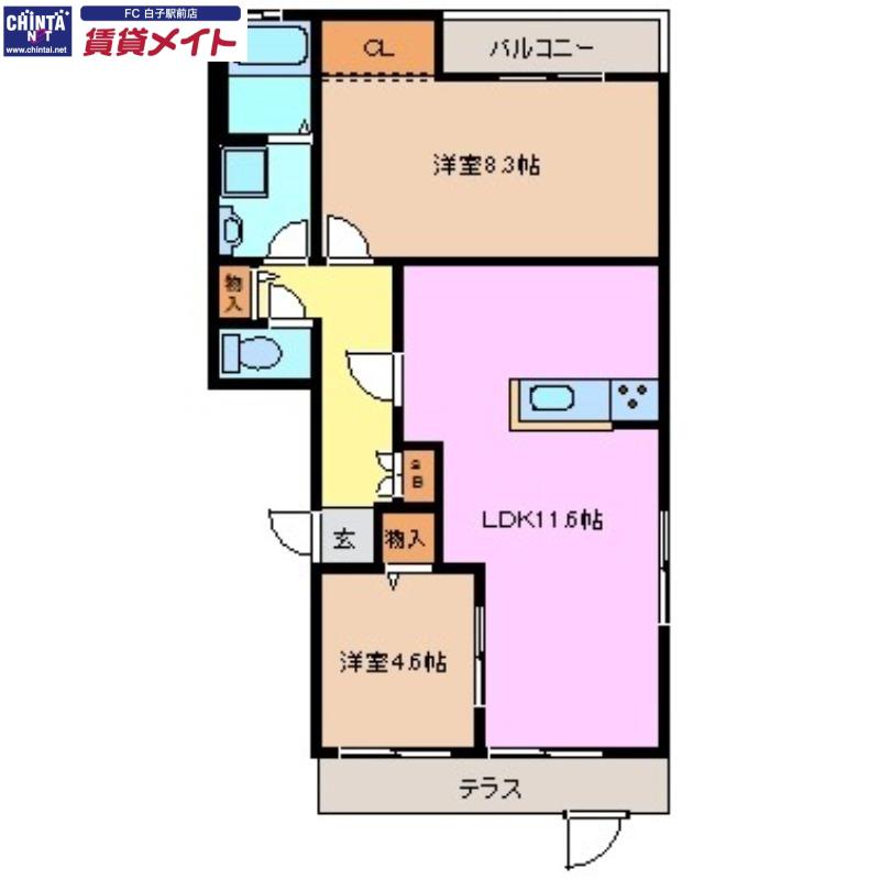 近鉄名古屋線 豊津上野駅 徒歩10分 3階建 築15年(2LDK/2階)の間取り写真