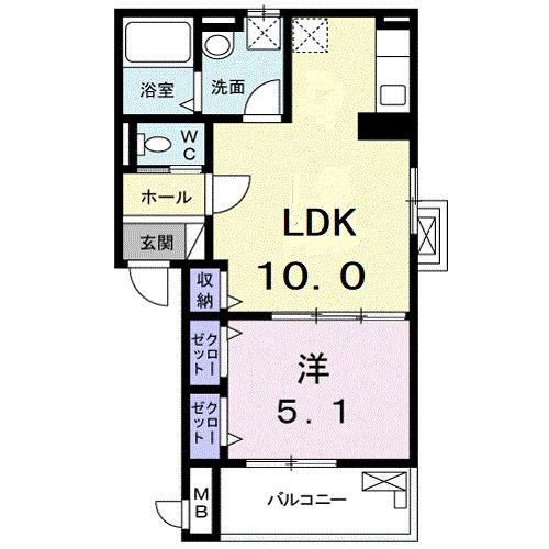 アルカンシエル(1LDK/2階)の間取り写真